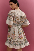 Farm Rio Sweet Bloom Bouquet Short-Sleeve Mini Dress
