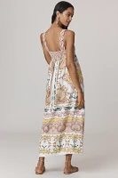 Farm Rio Maritime Magic Linen Blend Sleeveless Maxi Dress
