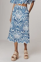 Farm Rio x Anthropologie Linen Lace Nature Slim Midi Skirt