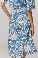 Farm Rio x Anthropologie Linen Lace Nature Slim Midi Skirt