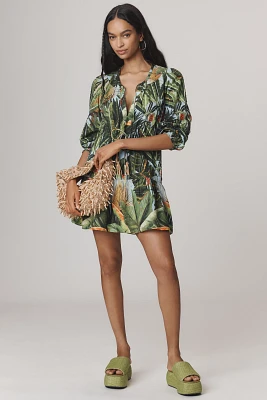 Farm Rio Amazonia Forest Long-Sleeve Mini Dress