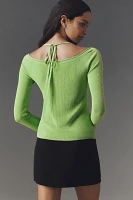 Good American Long-Sleeve Off-The-Shoulder Stretch Rib Knit Top