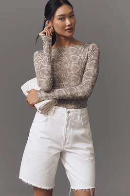 Good American Boat-Neck Mesh Bodysuit