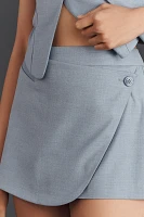 Good American Twill Suiting Wrap Skort