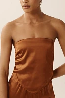 Good American Satin Strapless Handkerchief Blouse