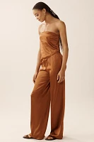 Good American Satin Strapless Handkerchief Blouse