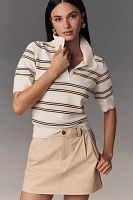Reformation Campbell Short-Sleeve Polo Sweater Top