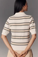 Reformation Campbell Short-Sleeve Polo Sweater Top