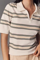 Reformation Campbell Short-Sleeve Polo Sweater Top