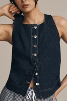 ALIGNE Miranda Sleeveless Button-Front Denim Top