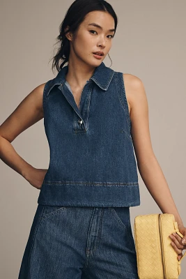 ALIGNE Peg Sleeveless Collared Denim Top