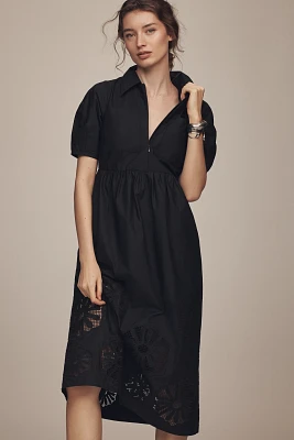ALIGNE Gabriella Short-Sleeve Broderie Midi Dress