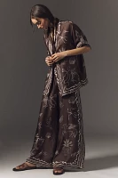 ALÉMAIS Sammy Short-Sleeve Silk Satin Buttondown Blouse