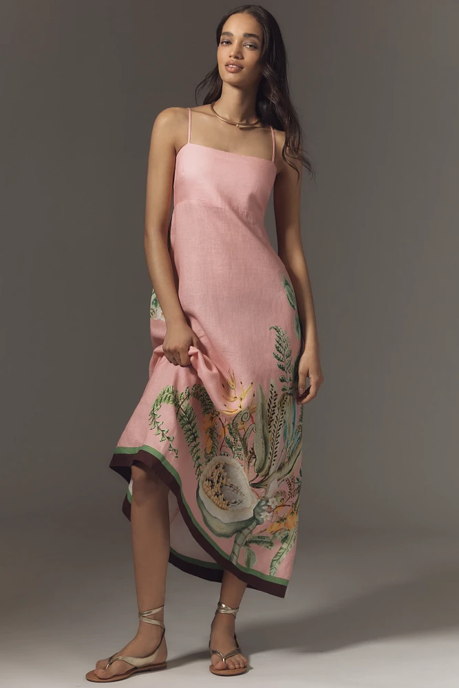 ALÉMAIS Papaya Sleeveless Linen Midi Sundress