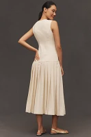 Lovaan Elly Pleated Button-Front Midi Dress