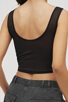 By Anthropologie Knot-Front Mesh Crop Tank