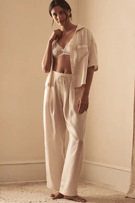 Eberjey Short-Sleeve Woven Buttondown Top