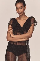 By Anthropologie Ruffle Sheer Mesh Maxi Dress