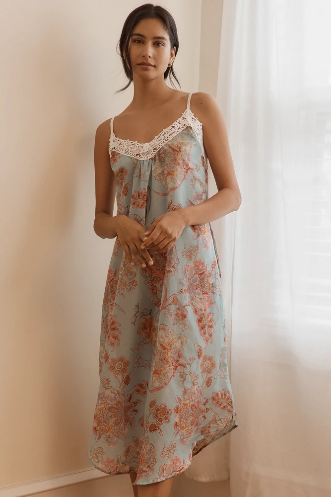 Papinelle Coco Lace-Front Maxi Nightgown