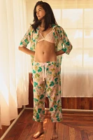 Papinelle Audrey Silk Blend Floral Crop Pajama Set