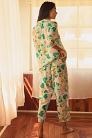 Papinelle Audrey Silk Blend Floral Crop Pajama Set