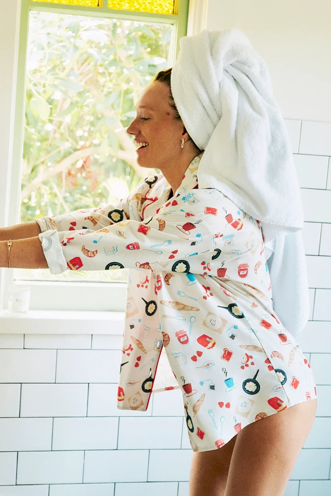 Berry Aktuglu Long-Sleeve Flannel Pajama Top