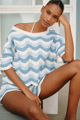 LSPACE Make Waves Short-Sleeve Crop Top