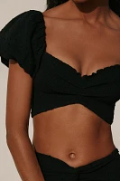 Peixoto Louisa Off-Shoulder Gathered Puff-Sleeve Crop Top