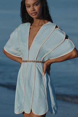 AZULU Namika Linen Scallop Mini Dress