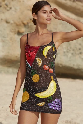 Leslie Amon Tutti Frutti Beaded Mini Dress