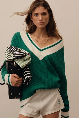 Beach Riot Montana V-Neck Cable Sweater