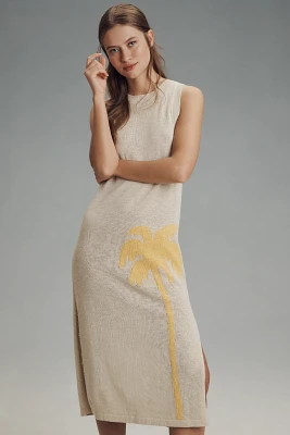 Spiritual Gangster Linen Blend Palm Lucy Tank Midi Dress