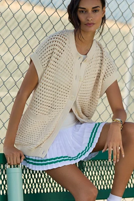 Varley Sidra Oversized Pointelle-Knit Cardigan Sweater Vest