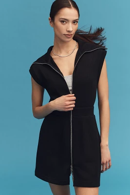 Varley Short-Sleeve Front-Zip Mini Dress