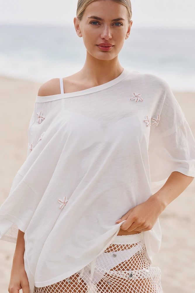 Celandine Shells for Days Embellished Tee