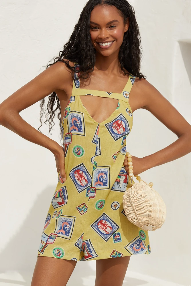 Celandine Linen Blend Scarf Romper