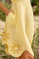 Celandine Linen Blend Halter Asymmetric Eyelet Sundress