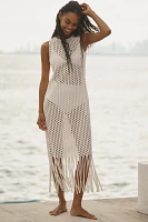 Celandine Sheer Fringe Cover-Up Midi Dress