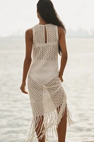 Celandine Sheer Fringe Cover-Up Midi Dress
