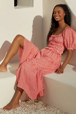 Ro's Garden Percy Puff-Sleeve Midi Dress