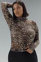 AFRM Zadie Plus Long-Sleeve Turtleneck Mesh Top