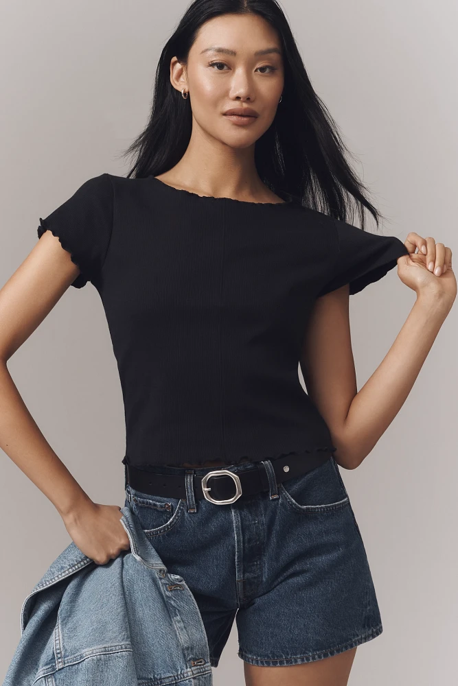 Pilcro Ruffle-Trim Baby Tee