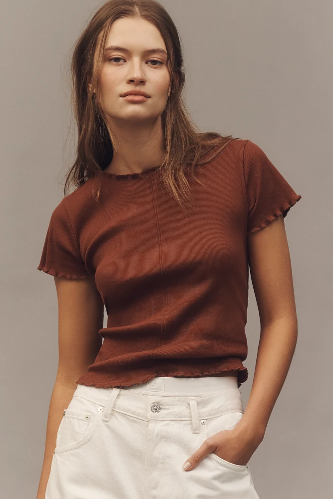 Pilcro Ruffle-Trim Baby Tee