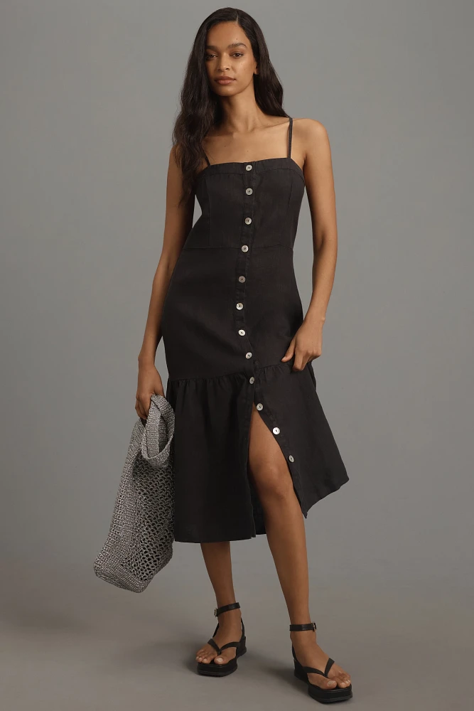 Nation Los Angeles Luciana Linen Midi Dress