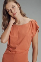 Nation Los Angeles Salma Boat-Neck Pleated Midi Dress