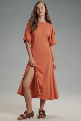 Nation Los Angeles Miley Short-Sleeve Raglan Midi Dress