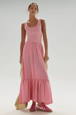 Sundry Sleeveless Tiered Mixed Media Maxi Dress
