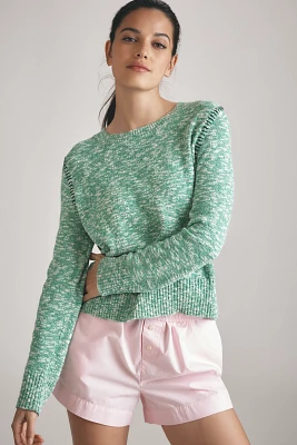 Sundry Baseball-Stitch Crew-Neck Sweater