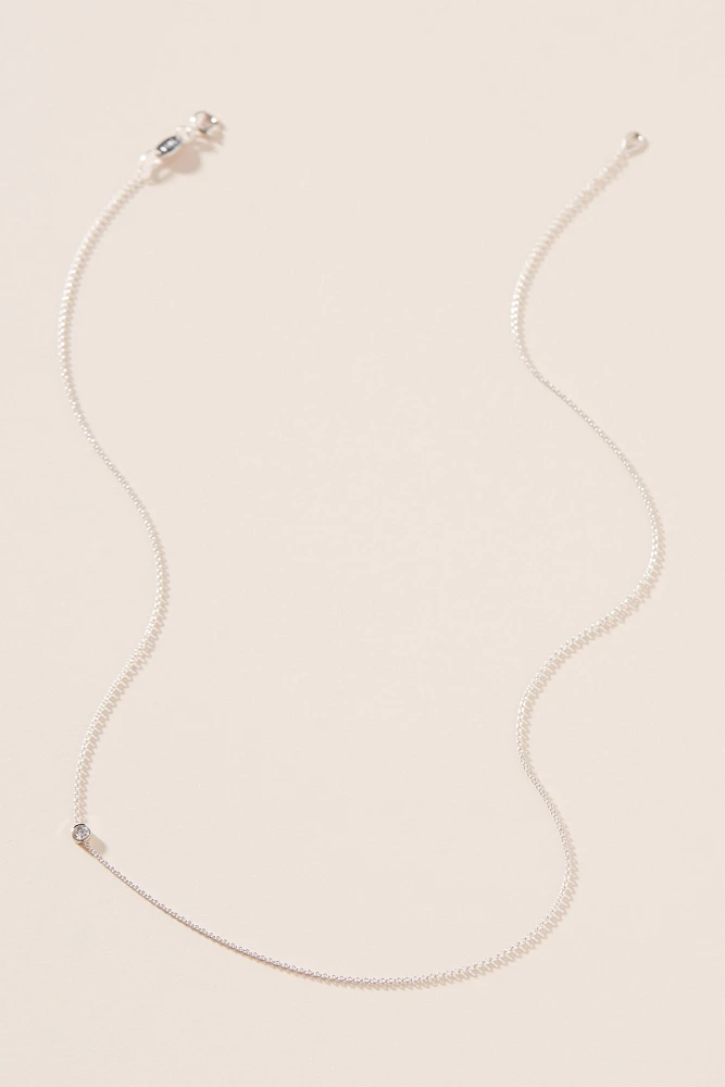 Maya Brenner 14K White Gold Asymmetric Birthstone Necklace