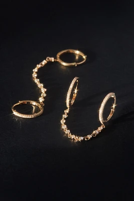 Diamond Chain Double Huggie Hoop Earrings